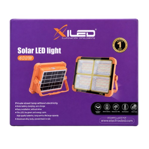 REFLECTOR LED 400W C/PANEL SOLAR XILED C/CONTR 3000K, 4000K, 6500K