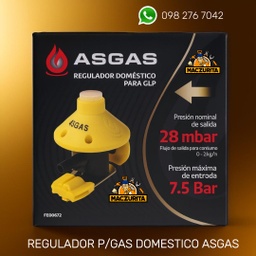[197955] REGULADOR P/GAS VALVULA AGIPGAS DOMESTICO 2K