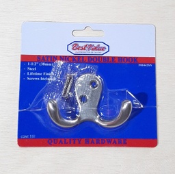 [01442SN] GANCHO DOBLE P/COLGAR SN NIQUELADO EN BLISTER