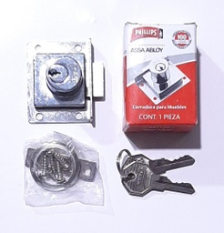 [24C] CERRADURA P/CAJON PHILLIPS MOD.24 CROMADA CUADRADA