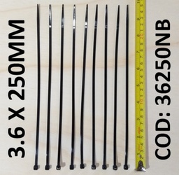 [36250NB] AMARRA PLASTICA 25CM X 3.6MM NEGRA CONSUN/BP/COMANDO