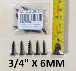 [4T4058N] TORN.AGLOM. 0.75 X 6 NEGRO  3/4 X 6