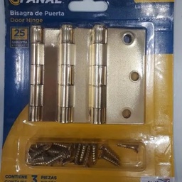 [B3-55SB300] BISAGRA FANAL 3 X 3 DORADO OPACO SET 3 UNIDADES