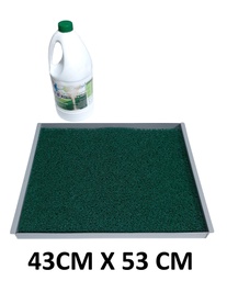 [VD001] BANDEJA METALICA + ALFOMBRA 53X43X3CM + DESINFECTANTE GALON