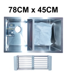 [BP03013] FREGADERO 2 POZOS BP CON ACCESORIOS 78X45X23 LUXURY PREMIUM