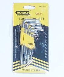 [J161311] JGO LLAVES TORX CORTO 9PCS T10-T50